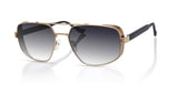 Bogdan shield metal sunglasses in Shiny Brushed Gold with Blue Gradient lenses by Denon Eyewear New York, front view