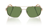 Bogdan shield metal sunglasses in Shiny Gold with Green lenses by Denon Eyewear New York, side view