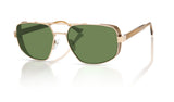 Bogdan shield metal sunglasses in Shiny Gold with Green lenses by Denon Eyewear New York, front view