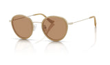 Sam round acetate and metal sunglasses in Cream Light Brown by Denon Eyewear New York, side view