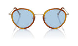 Sam round acetate and metal sunglasses in Honey Tortoise Light Blue by Denon Eyewear New York, front view