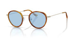 Sam round acetate and metal sunglasses in Honey Tortoise Light Blue by Denon Eyewear New York, side view